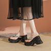 Flip Flops Damen Plateau Keilsandaletten Damen Sommer Draußen Neu Mittelhoch Absatz Strass Pailletten Fischgräten Sandalen