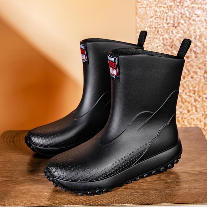 

Мужские водонепроницаемые ботинки средней длины для использования на открытом воздухе, простой модный дизайн, противоскользящие, подходят для взрослых 43 чёрный