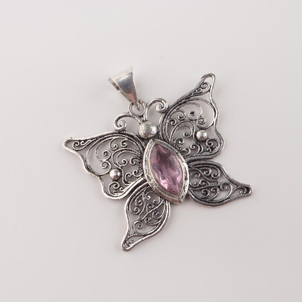 Natural Morganite Gemstone 925 Sterling Silver Jewelry Handmade Elegant Pendant 1.5" Gift For Wife CP-41-5