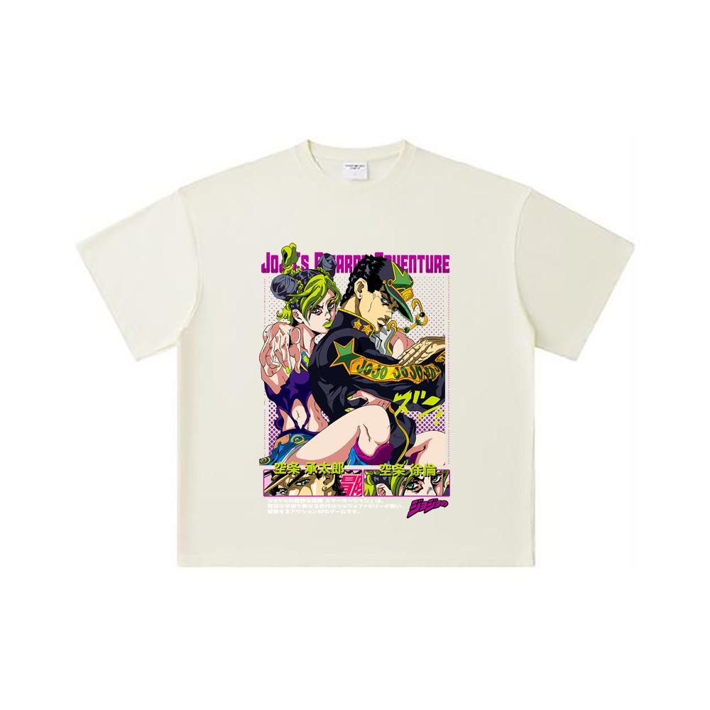 260 GSM Double Yarn 32 Count 100% Cotton Jojo_s Bizzare V1 Jotaro Jolyne Print Unisex Heavy Cotton T Shirt