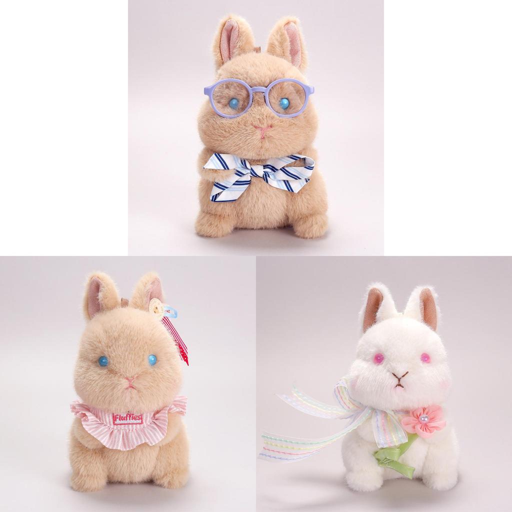Plush Snowball Bunny Handheld Stress Relief Toy With Glasses For Kids And Adults