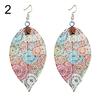 Ethnic Hollow Colorful Leaf Pendant Drop Women Statement Hook Earrings Jewelry