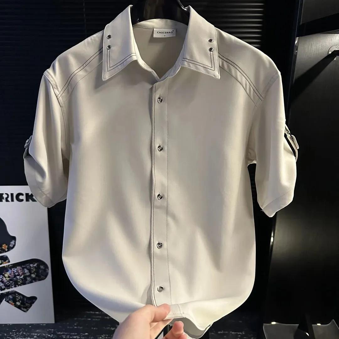 Новая рубашка с коротким рукавом Универсальная Нишевая Красивая и Персонализированная Мужская Высококачественная Модная Пуговичная Кардиган S