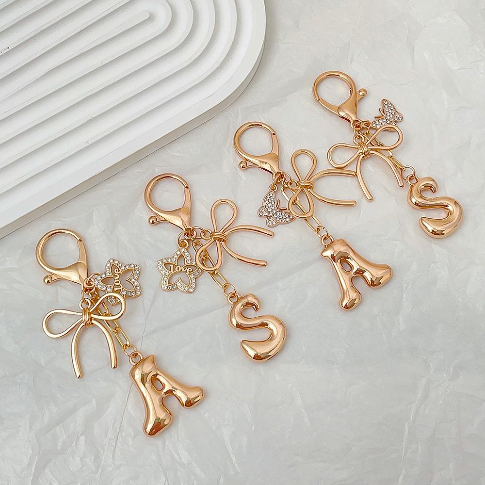 Trendy Butterfly & Love Letter Metal Keychain Pendant