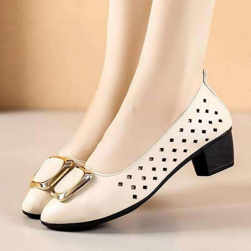 Spring and Autumn new thick heel shallow mouth single shoes pointed high heels women's fashion temperament commuting occupation work cool