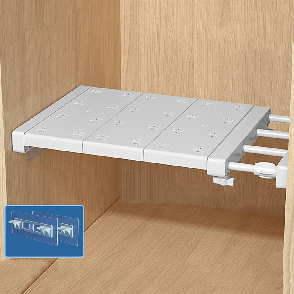 Wall Mounted Retractable Layers Board Punch-free Closet Dividers Wardrobe Storage Shelf  Bedroom