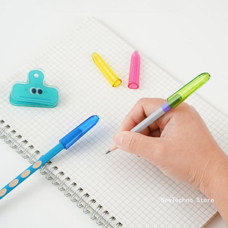 5PCS/set Pen Cover Clear Plastic Pencil Cap Transparent Pencil Top Pencil Protective Cap Extender