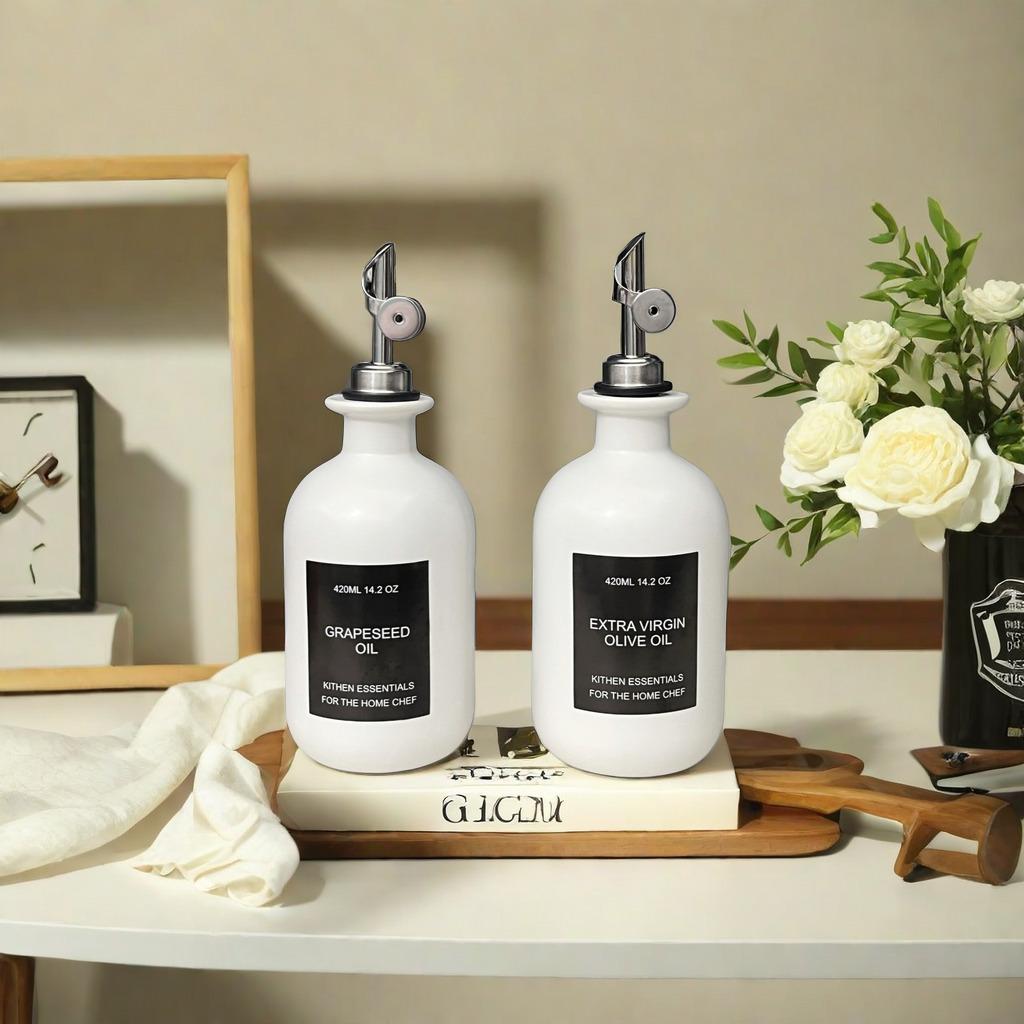 Household Ceramic Soy Sauce Bottle Leakproof Automatic Open Oil Bottle Leakproof Household Kitchen Seasoning Utensils