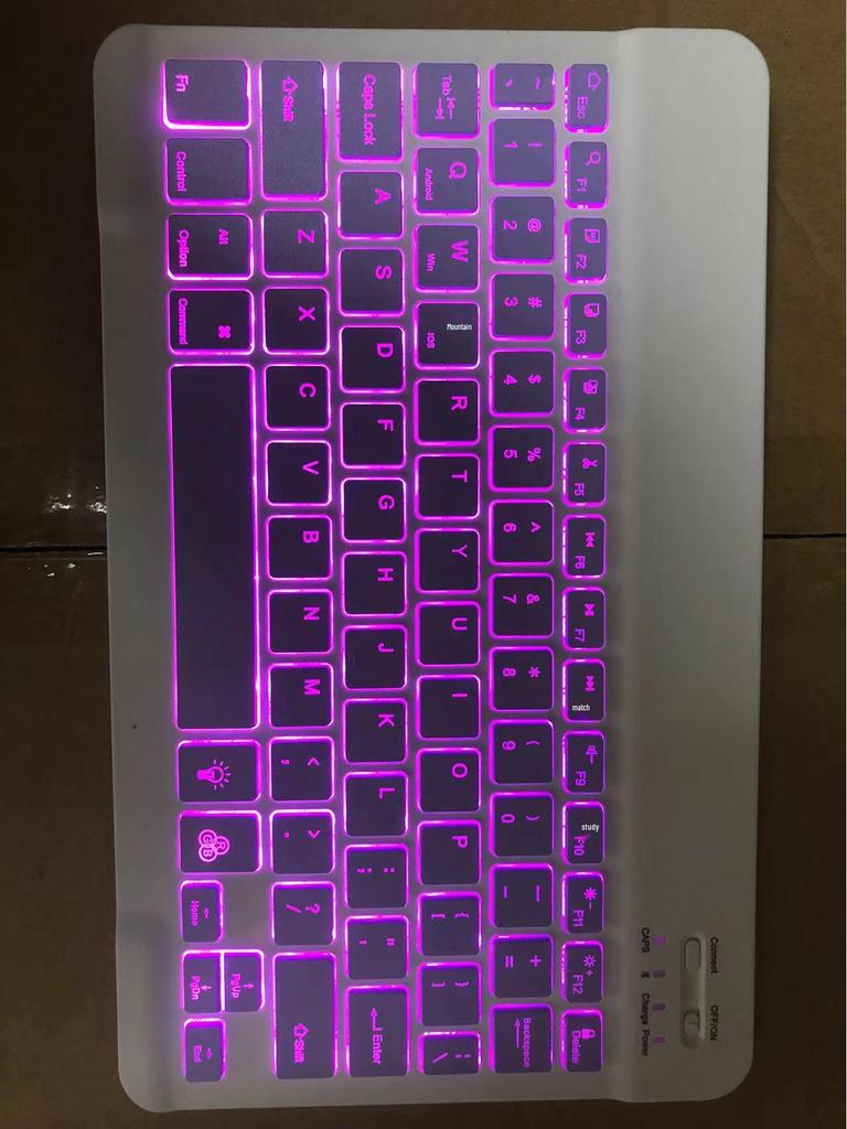 Wireless Bluetooth Keyboard with Colorful Backlight for Mobile Phones and Tablets, Compatible with 7-10 Inch Devices, Luminous Russian Layout