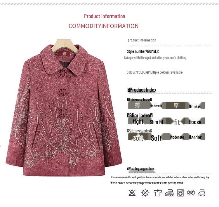 Grandma's 2024 Spring & Autumn Outerwear: Stylish Tops for Middle-Aged & Elderly Women (60-70)