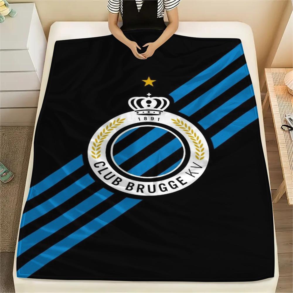1Pc Club Brugge K V Print Flannel Blanket, High quality Comfortable for All Seasons, Home Decor, Warmth and Comfort, Perfect for Christmas Gifts