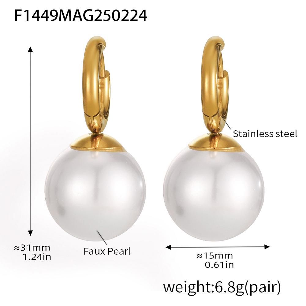 18K Gold-Plated Stainless Steel Bead Earrings - Elegant & Colorfast Collection