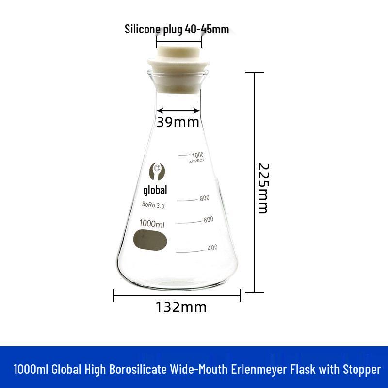 Heat-Resistant Thick Glass Triangular Flask with Silicone Stopper