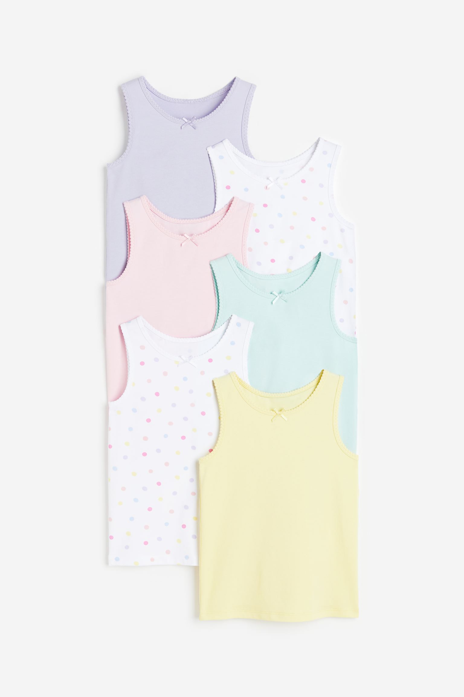 

6-pack picot-trimmed vest tops