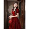 French Toast Kleid Braut 1011 Hochzeitskunst Test rotes Verlobungskleid Rock High-End Licht Luxus Nische High-End Fee