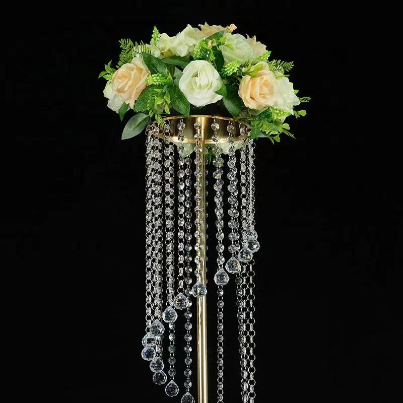 S-Shaped Crystal Acrylic Bead Curtain with Rotating Aisle Marker for Weddings