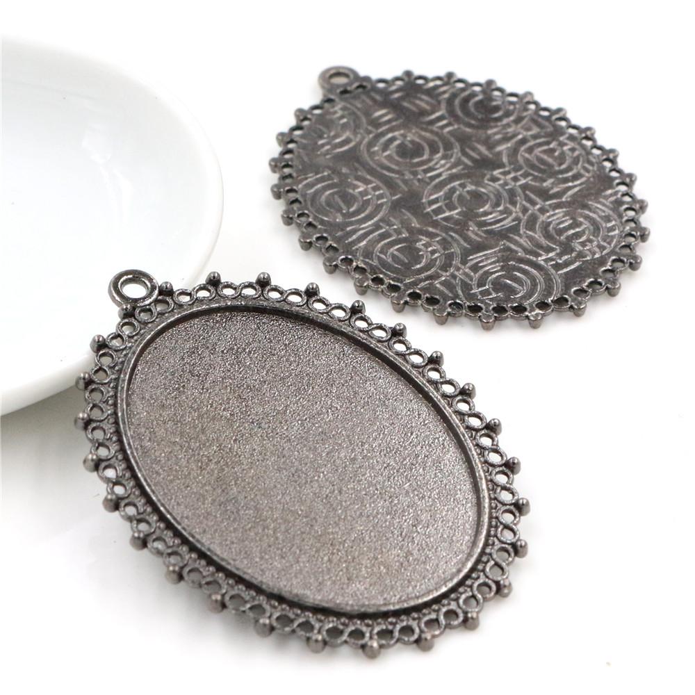 5 Stück 30x40mm Innenmaß 7 Farben Vergoldete Cabochon-Fassung Anhänger Charms