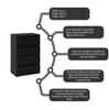 Black Chest of Drawers 60 CM 4 Drawers TV Cabinet Sideboard for Living Room