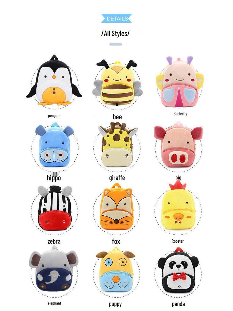 Pluszowy plecak dla dzieci z serii Zoo - Uroczy, odprężający plecak szkolny do wczesnej edukacji