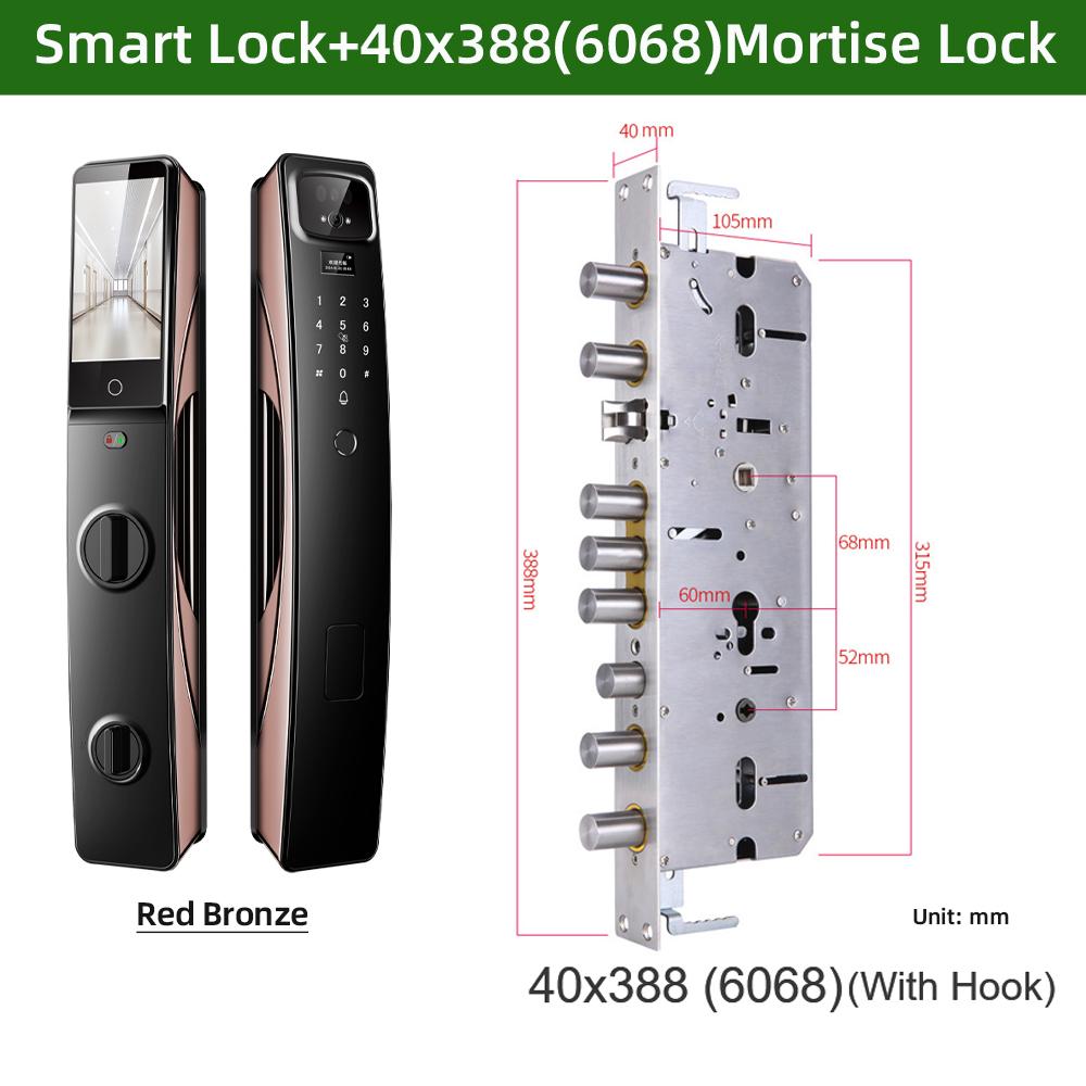 RAYKUBE Fechadura inteligente Tuya WiFi totalmente automática, intercomunicador de vídeo, desbloqueio remoto, reconhecimento facial
