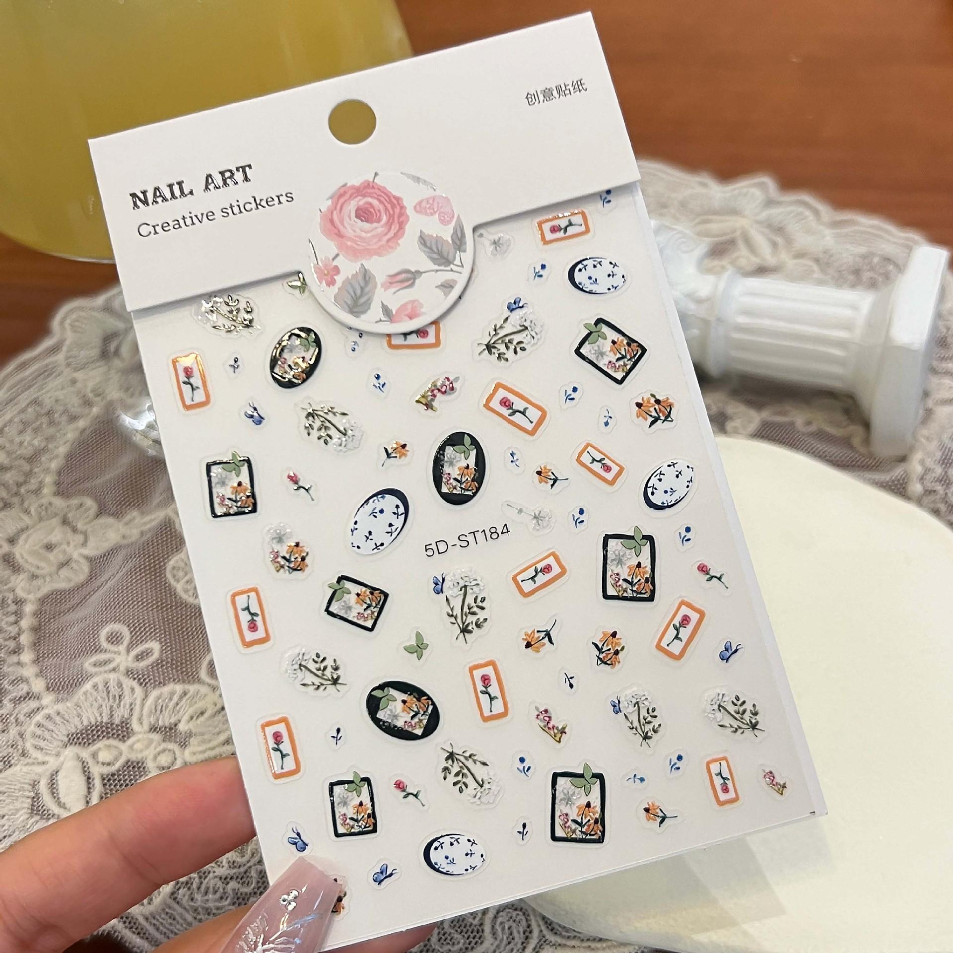 

5D Embossed Rose Flower 3D Nail Stickers