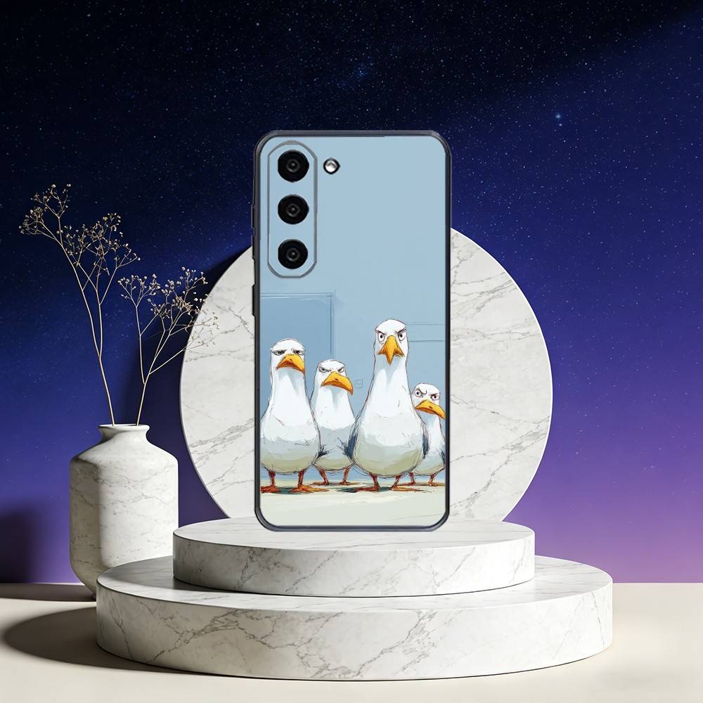 Funny S-Seagull Phone Case For Samsung Galaxy A73,A72,A71,A70,A53,A52,A51,Others Soft Black Cover