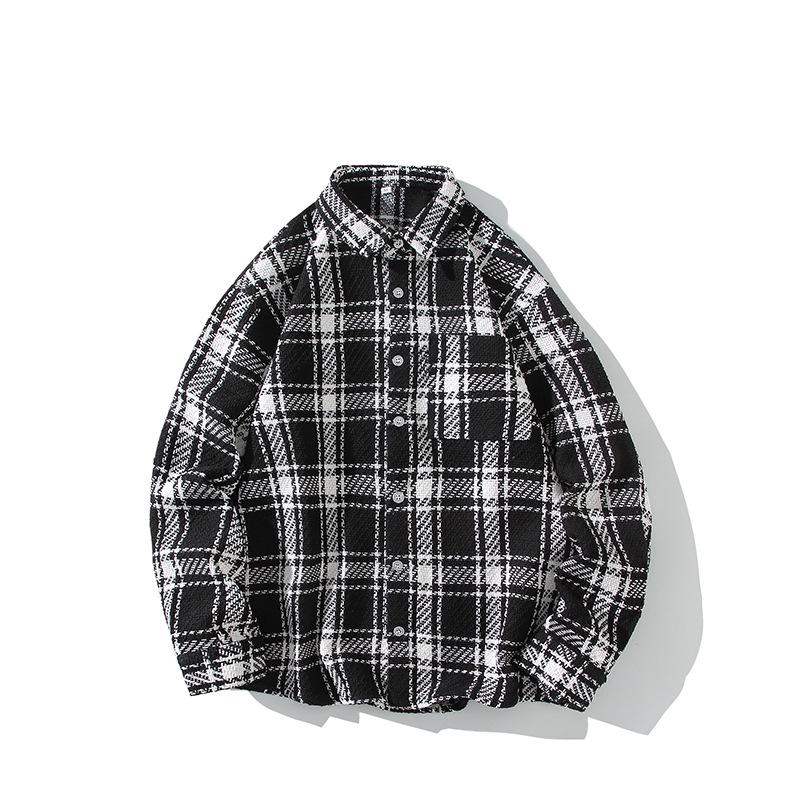 2025 Men's Plaid Woolen Shirt Jacket - Fashionable Loose-Fit Plus Size Autumn Casualwear