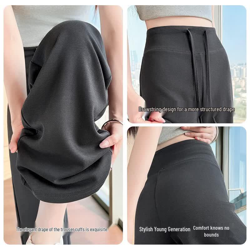 Women's Summer Petite Straight Wide-Leg Casual Pants