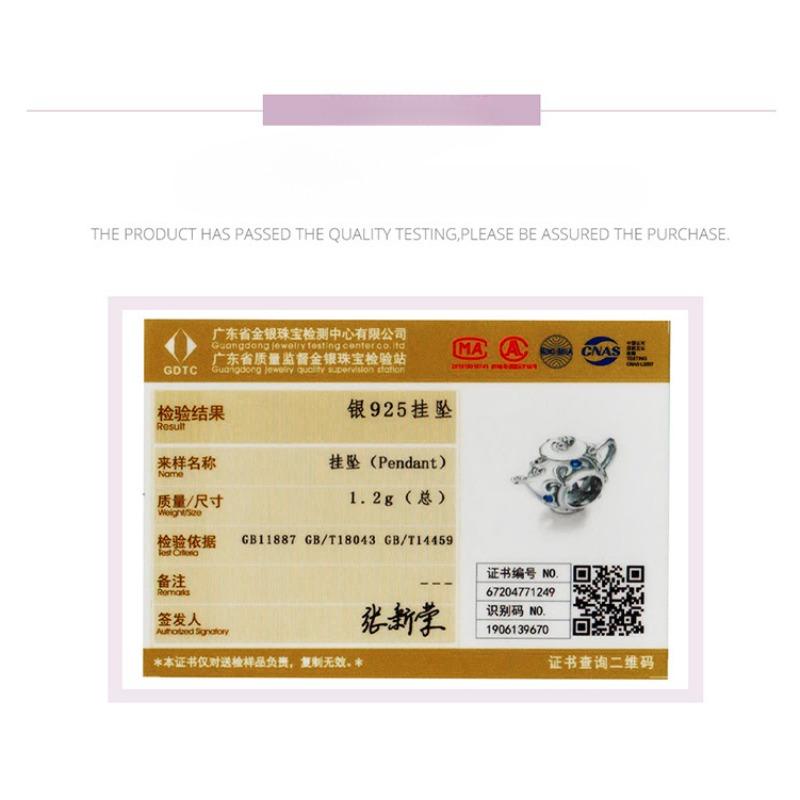 Hollow Teapot S925 Silver Loose Beads, Fashion Life Platinum Plated Bracelet Beaded Bsc274