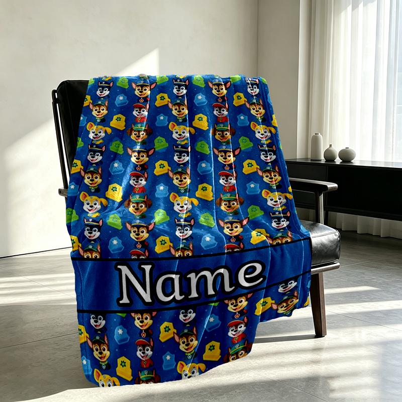 Custom Name Personalized PAW Patrol Print Blanket, Home Decor, Bedroom, Sofa, Camping, Couch, Gifts for Birthday Christmas
