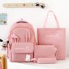 Pink Rabbit Ears Cute Schoolbag Nylon Waterproof Backpack  Lightweight Girls Elementary School Students Backpacks Pencil Case Set