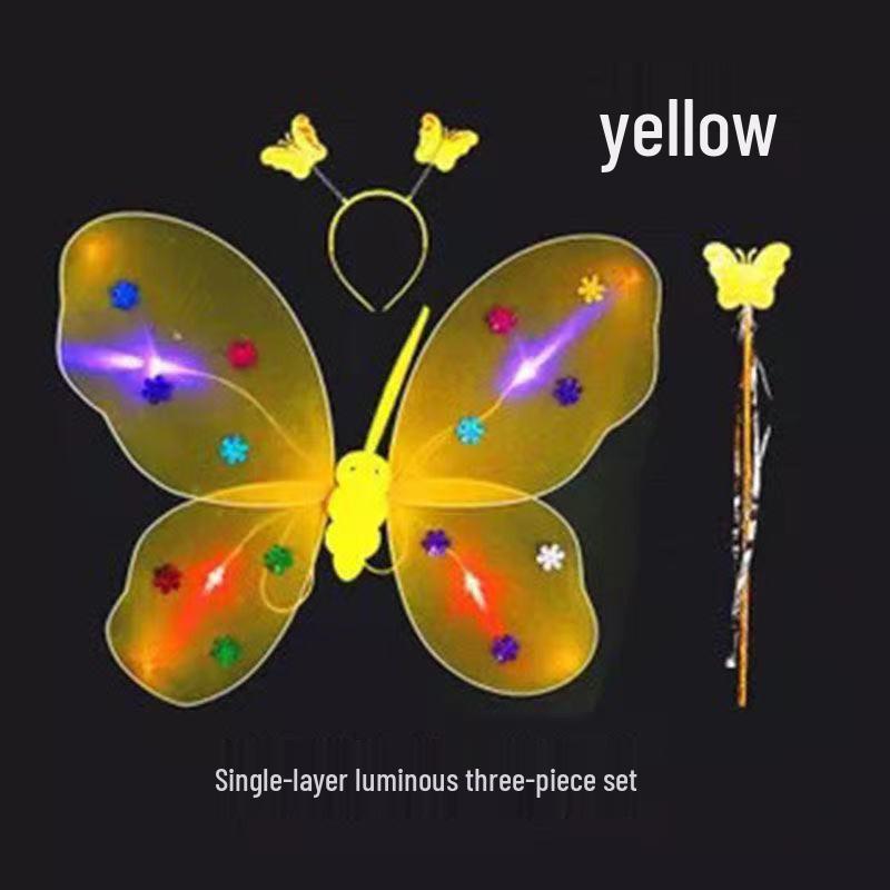 Girls' Luminous Butterfly Wings & Light-Up Fairy Wand Dress-Up Set