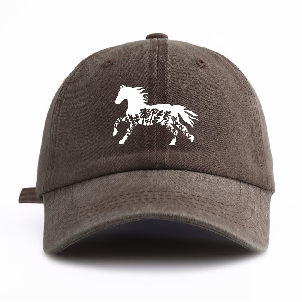 1pc Pinting Horse Print Washed Baseball Cap for Adults  Minimalist Retro Style Casual Soft Adjustable Dad Hat Perfect As Gift