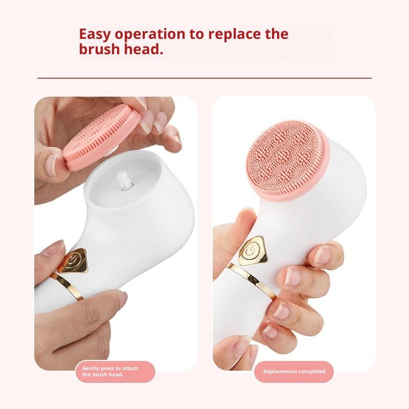 3 In 1 Electric Silicone Facial Brush Cleaner Vibration Rotating Massage Pore Cleansing Instrument Waterproof Beauty Tool