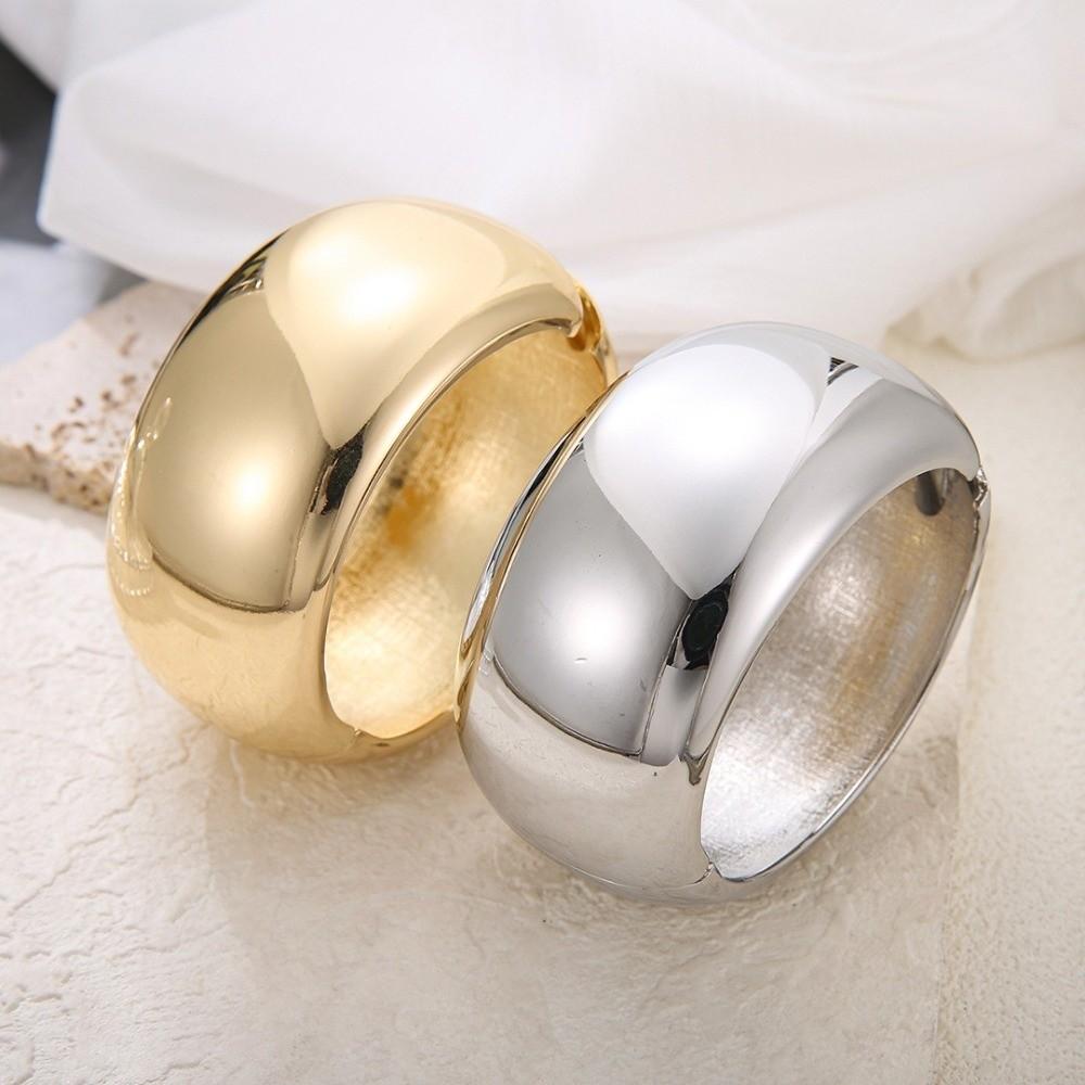 Textured Exaggerated Bracelet Geometry Wide Side Bangle Fashion Simple Metal Bracelet Party
