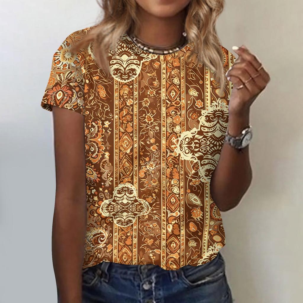Top da Donna Casual a Manica Corta con Vestibilità Larga, Stampa Floreale, Leggero e Comodo, Adatto per l'Uso Quotidiano e le Attività all'Aperto