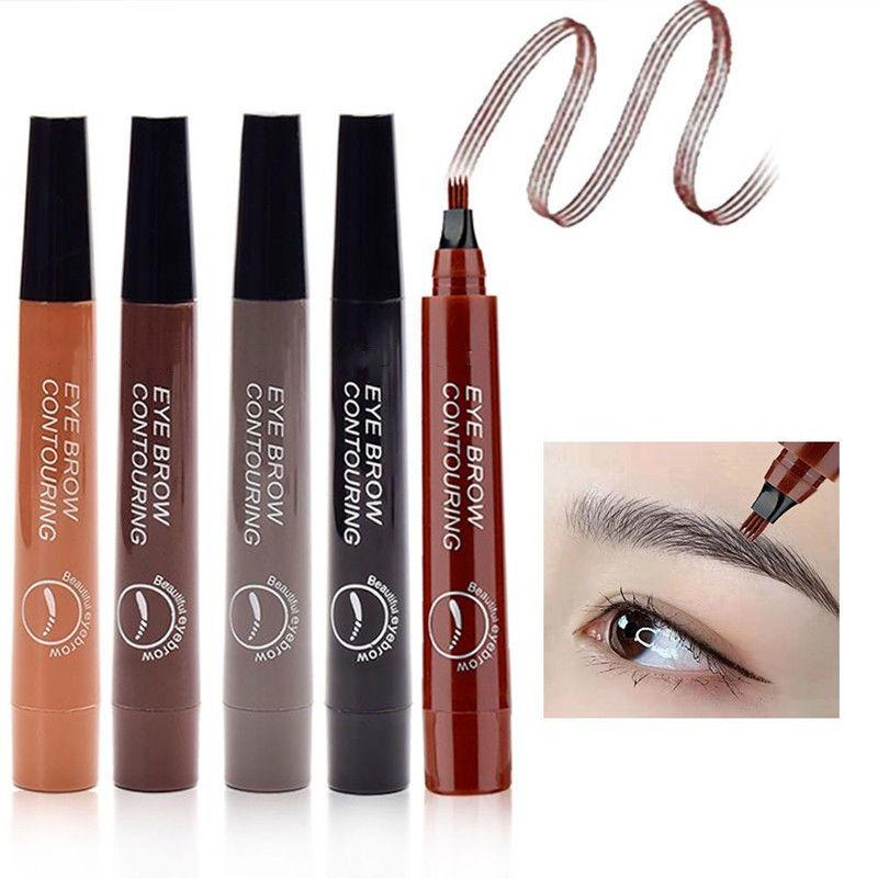 Waterproof 4 Point Liquid Eyebrow Pencil Eyebrows Pen Eyebrow Tattoo Waterproof Liquid Black Eye Brow Makeup Pencil Microblading