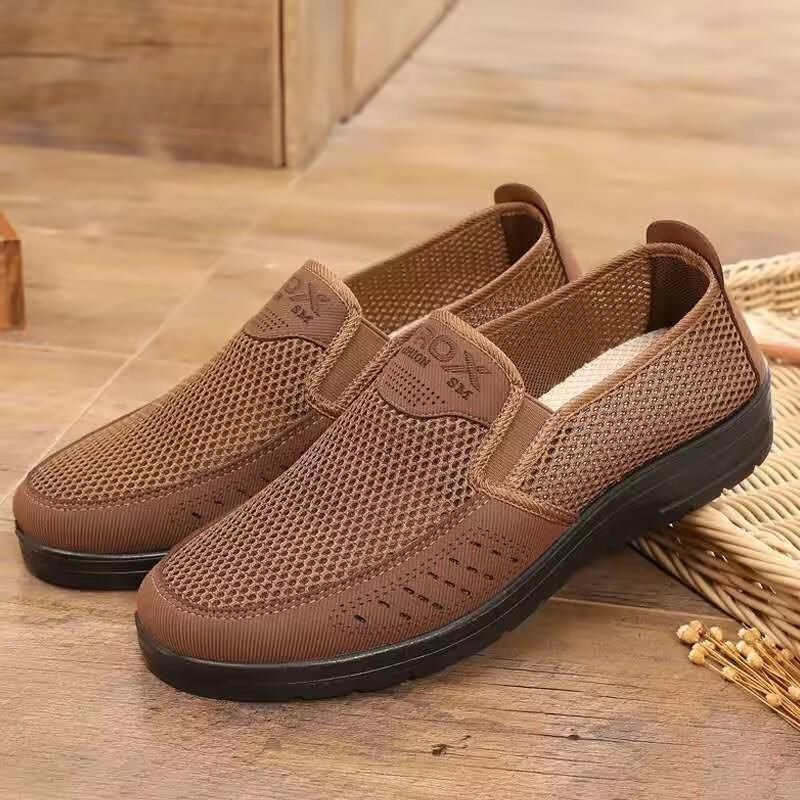 Spring and summer new cloth shoes single mesh shoes breathable one pedal single shoes comfortable soft sole middle-aged and elderly