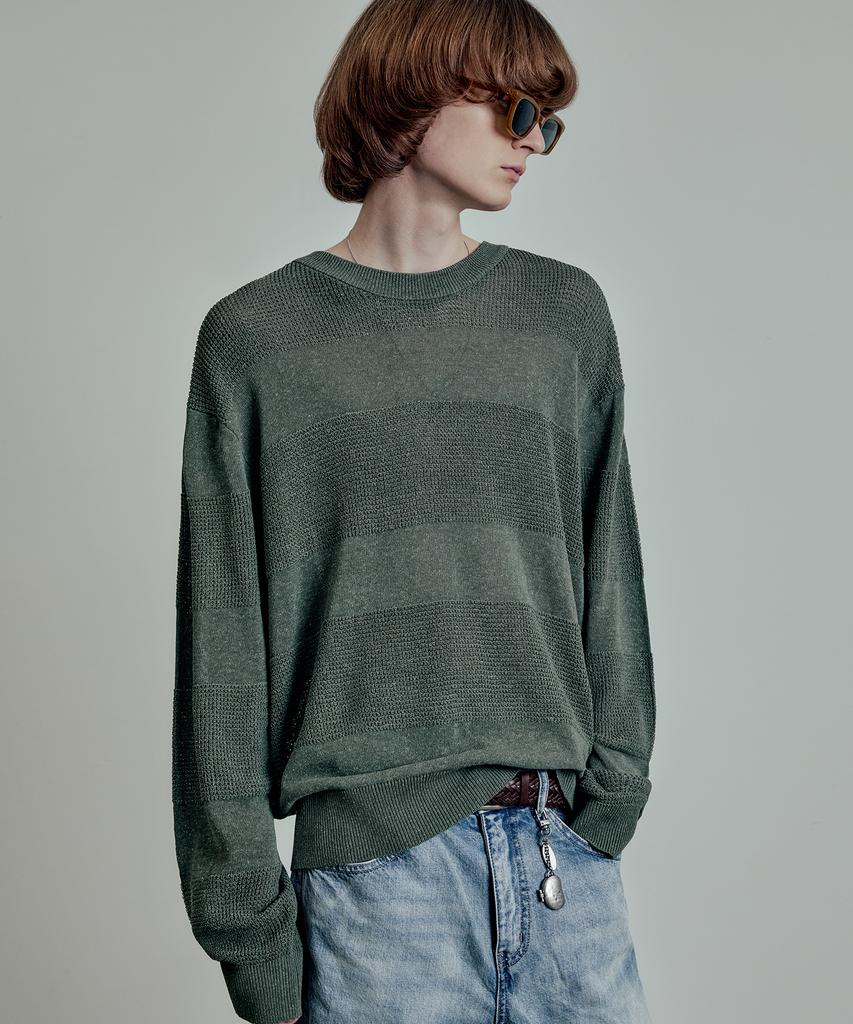 LMOOD Island Tencel Linen Pullover Knit Forest