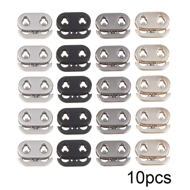 10Pcs 2 Hole Shock Cord Rope Stopper Alloy Spring Buckles Metal Cord Lock For Clothes Replacement Hoodie Shoes Bag Crafts