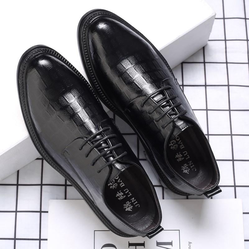 Fashion Men's Summer Business Dress Black Casual Interior Height Increasing Wedding Suit Breathable British Groom Men's Shoes