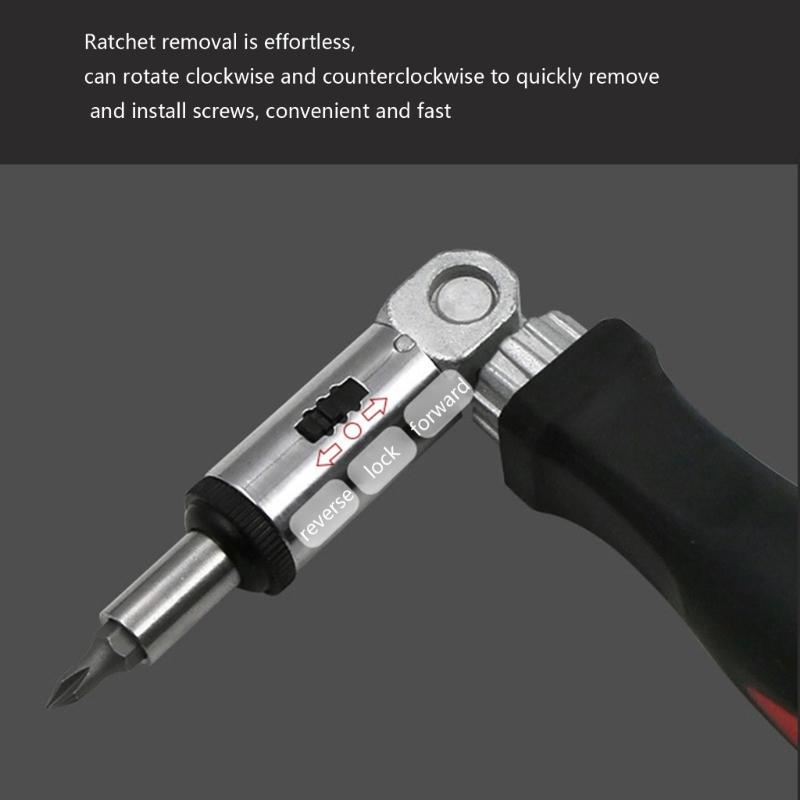 Ratchet Screwdriver 1/4inch Inside Hexagon Screwdriver 0-180 Degree Adjustable Ratchet Bit Holder Screwdriver