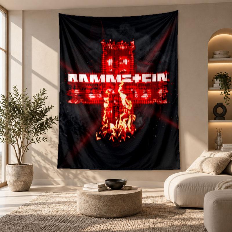Arazzo Decorativo, Arte Murale Stampata Rammstein, Appeso a Parete Leggero per Sfondo Camera da Letto