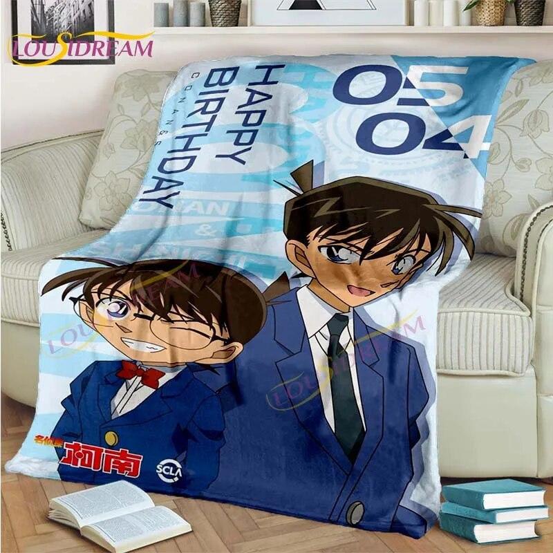 

Одеяло с детективом Конаном для спальни, дивана, одеяло для детей и взрослых, одеяло с мультяшным узором, фланелевое одеяло, цветное домашнее декор... 75x100cm 30x40inch