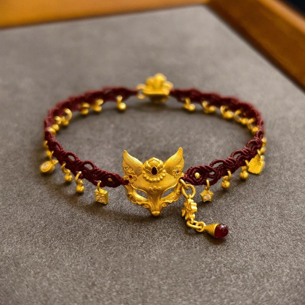 Elegant Chinese Style Necklace Zinc Zinc Alloy Handmade Bead Bracelet Vixen Mask Bracelet  Gift