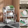 3-Tier Stainless Steel Kitchen Dish Drying Rack with Utensil & Cutting Board Holders, Wall Mounted