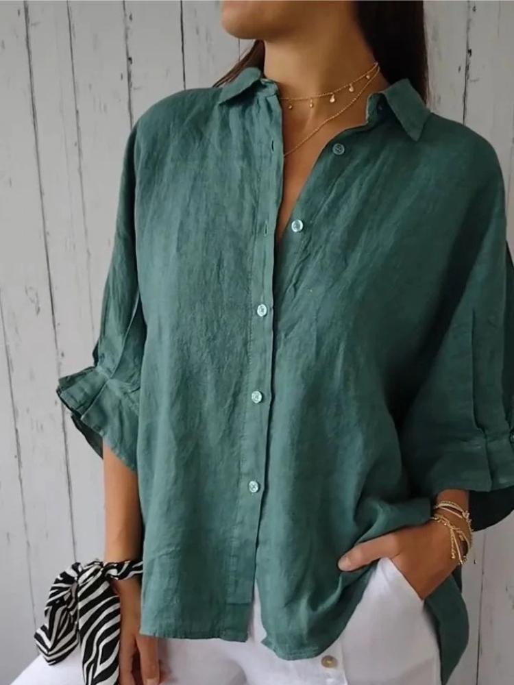 Cotton and Linen Blouse for Women, with A Back Tie Design Shirt