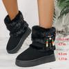 Round head velvet thick-soled warm snow boots wish2025 winter large size beaded wool thickened cotton shoes women