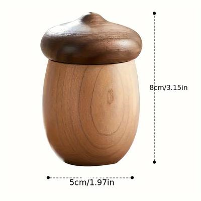 Walnut Solid Wood Toothpick Container Household Creative Cute Cartoon Acorn Toothpick Jar Portable Simple Toothpick Storage Box