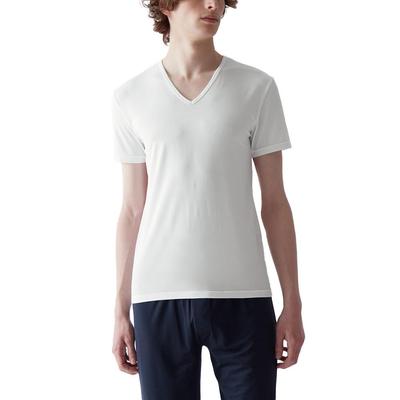 Camiseta de Cuello en V Gunze Acedron Soft Stretch Bare Jersey Talla M, Material, MCA615, Para Hombre, Blanco,